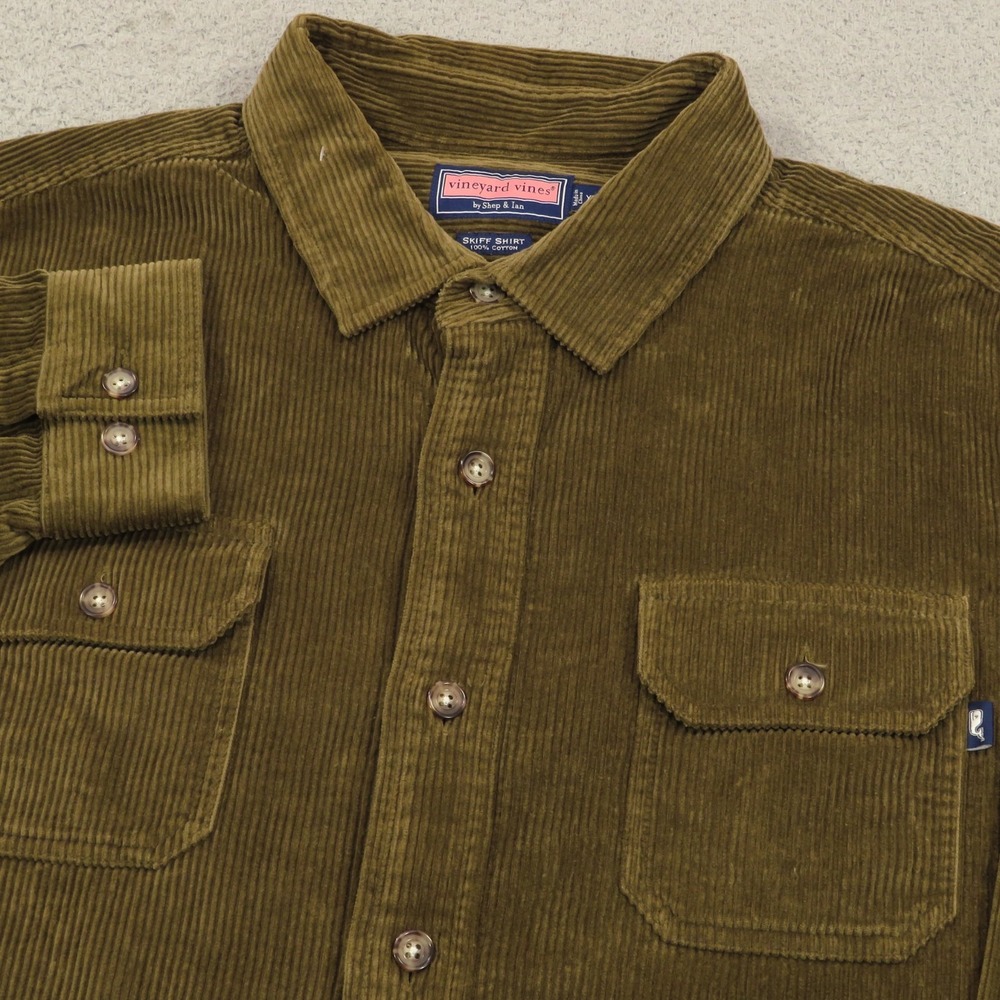 Vineyard Vines Skiff Shirt XL Men Brown Corduroy Shirt Jac Overshirt Jacket Prep